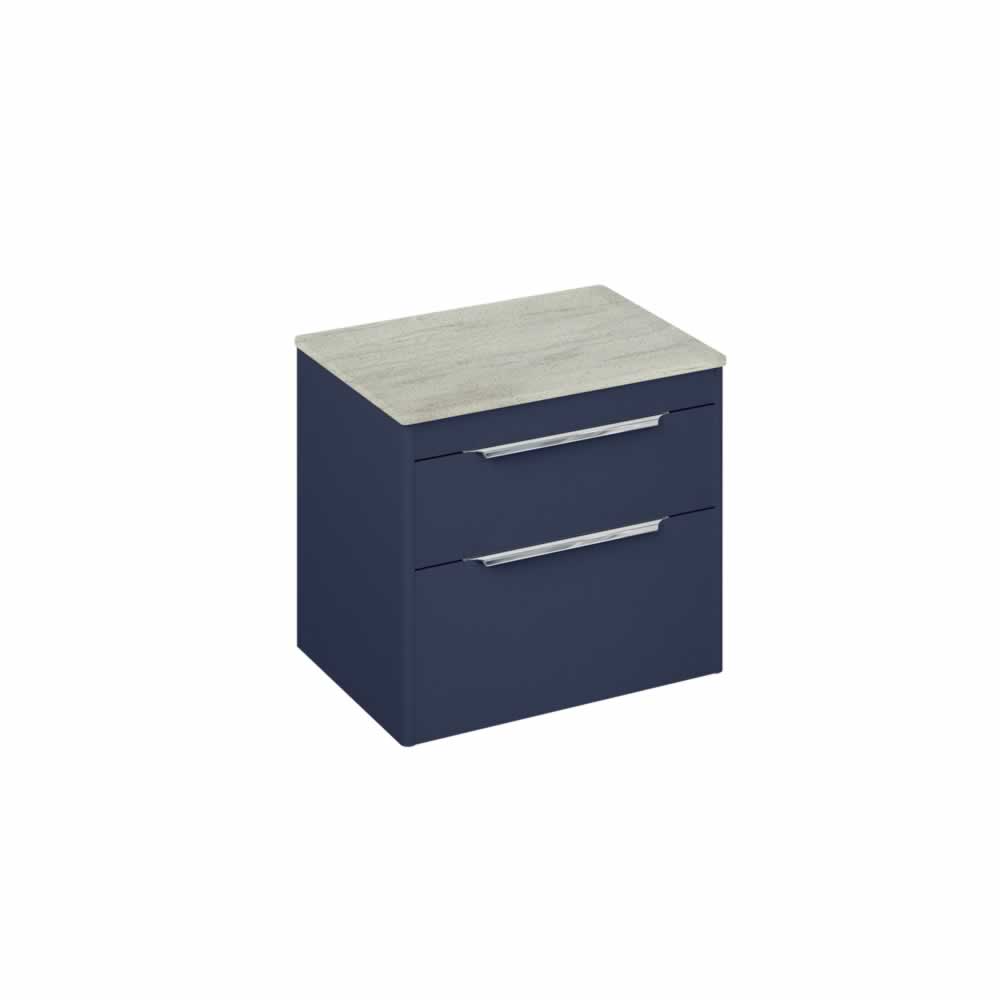 Shoreditch 65cm double drawer Matt Blue with Concrete Haze Worktop